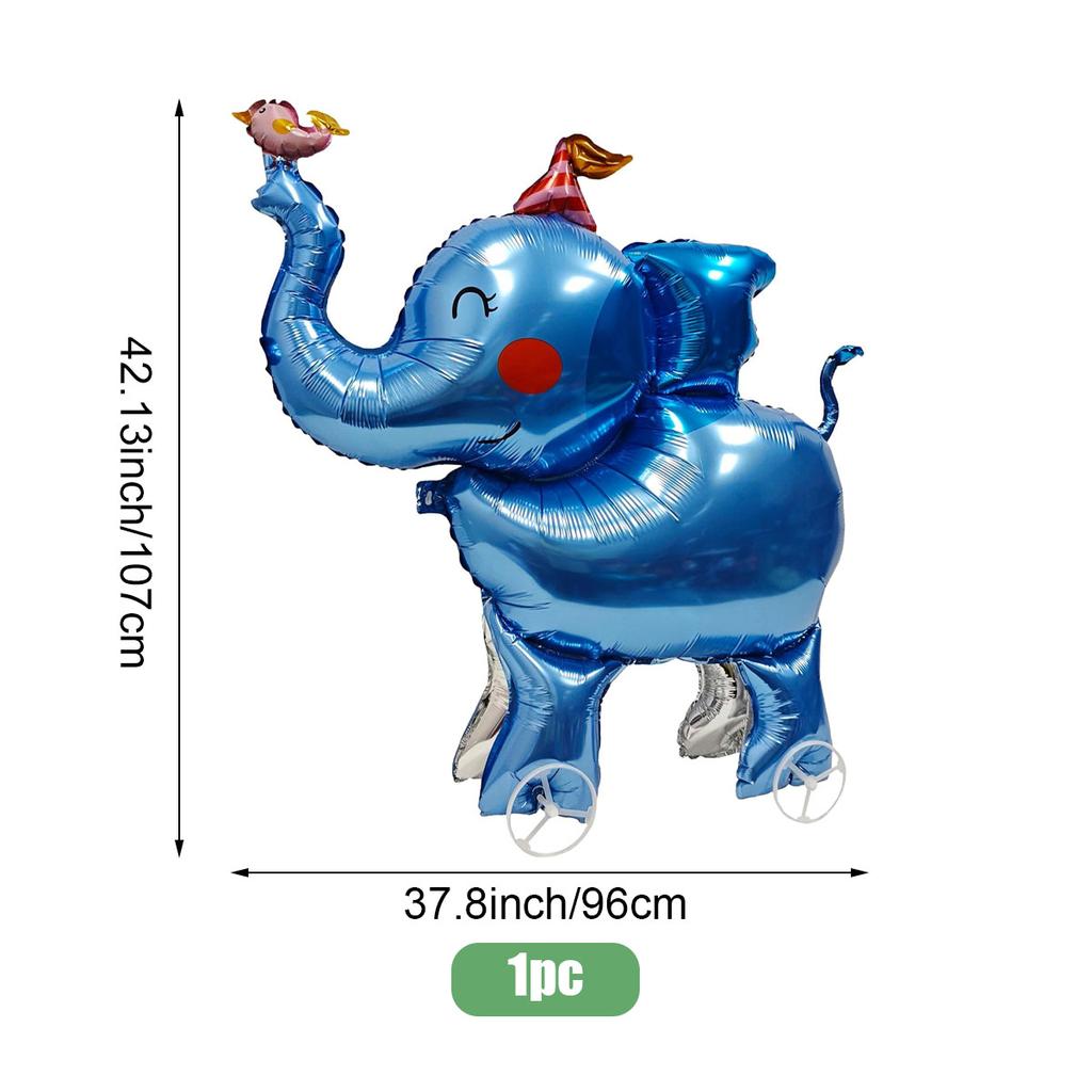 Cartoon Animals Stand Up Aluminum Film Balloons with Wheels Tiger Giraffe Elephant Dinosaur Birthday Party Decoration