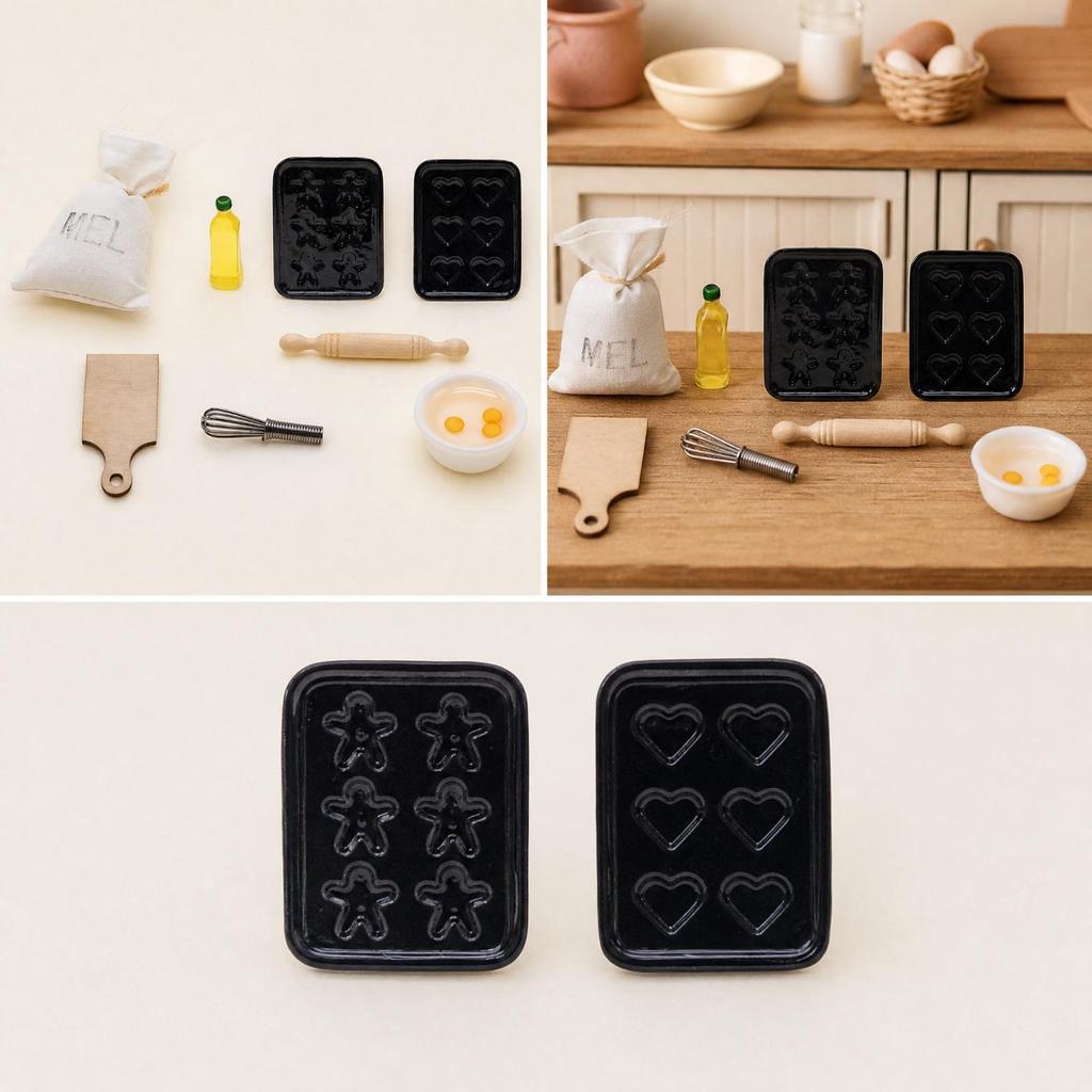 Miniature Dollhouse Pastry Accessory Set Kitchen with Detailed for