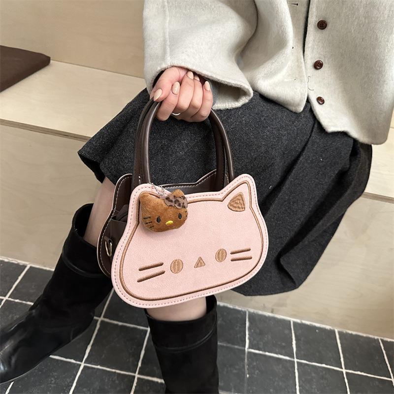 New matte cute cat fashion shoulder bag women's highend commuting light retro niche messenger bag