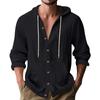 Men's Loose Hooded Long Sleeve Casual Beach Shirt.