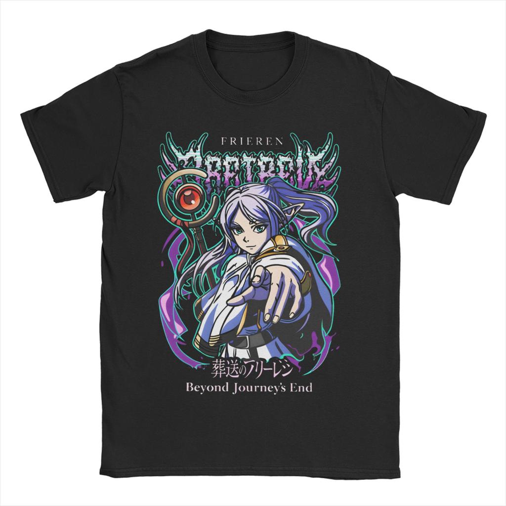 Unisex Women T-Shirt Frieren the quiet elf mage Hipster Cotton Tee Shirt Short Sleeve T Shirts O Neck Tops Gift Idea