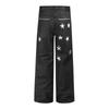 Mens Loose Straight Jeans Star Embroidery Streetwear Casual Denim Pants