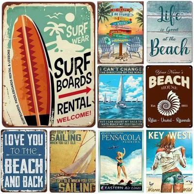 Retro Life Is Good At The Beach Surfing Sailing Metal Tin Signs Vintage Posters for Bars Man Cave Cafe Pub Clubs Home Wall Decor 26T 26T0104