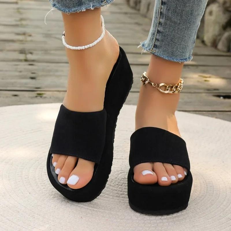 Fashion Ladies Shoes on Offer 2025 Hot Sale Basic Casual Slippers Women Fashion Plus Size Summer Women's Peep Toe Platform Wedge Sandals
