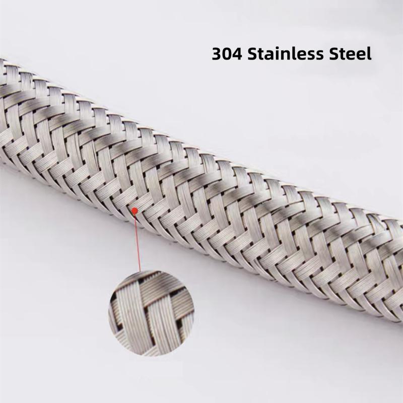 2pcs Stainless Steel Flexible Water Supply Hose G 1/2 Cold Faucet Plumbing Pipe For Bathroom Kitchen Sink