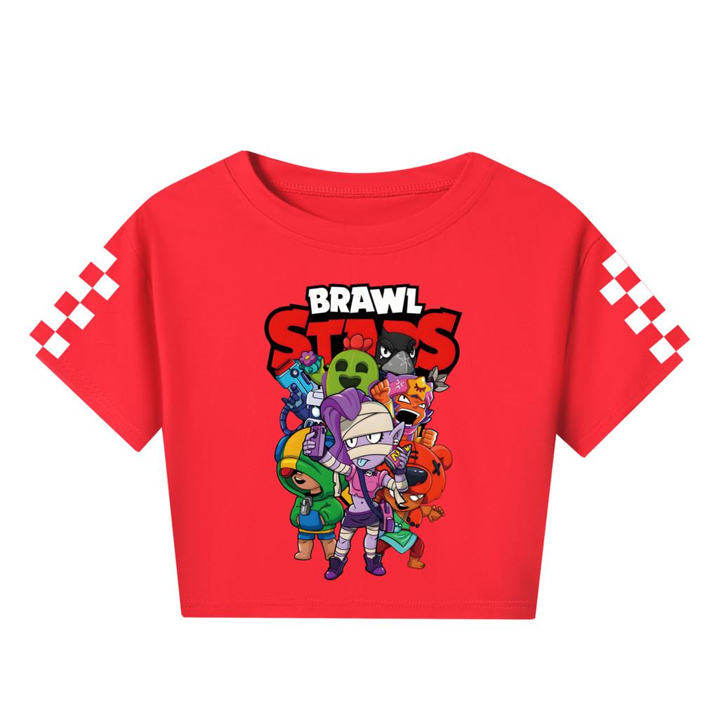 4094 Kid Girls Brawl Stars Print Short Sleeves Short T-Shirt