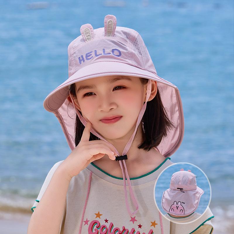 Children's Summer Hat Boys And Girls Outdoor Sunscreen Hat Large Brim Shawl Fisherman Hat Cap Cute Sun Hat Beach Accessories