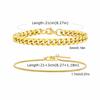 Vnox 2pcs/Set Cuban Figaro Rope Snake Chain Bracelet Set for Men Boys, Gold Black Silver Color Stainless Steel Wristband Jewelry