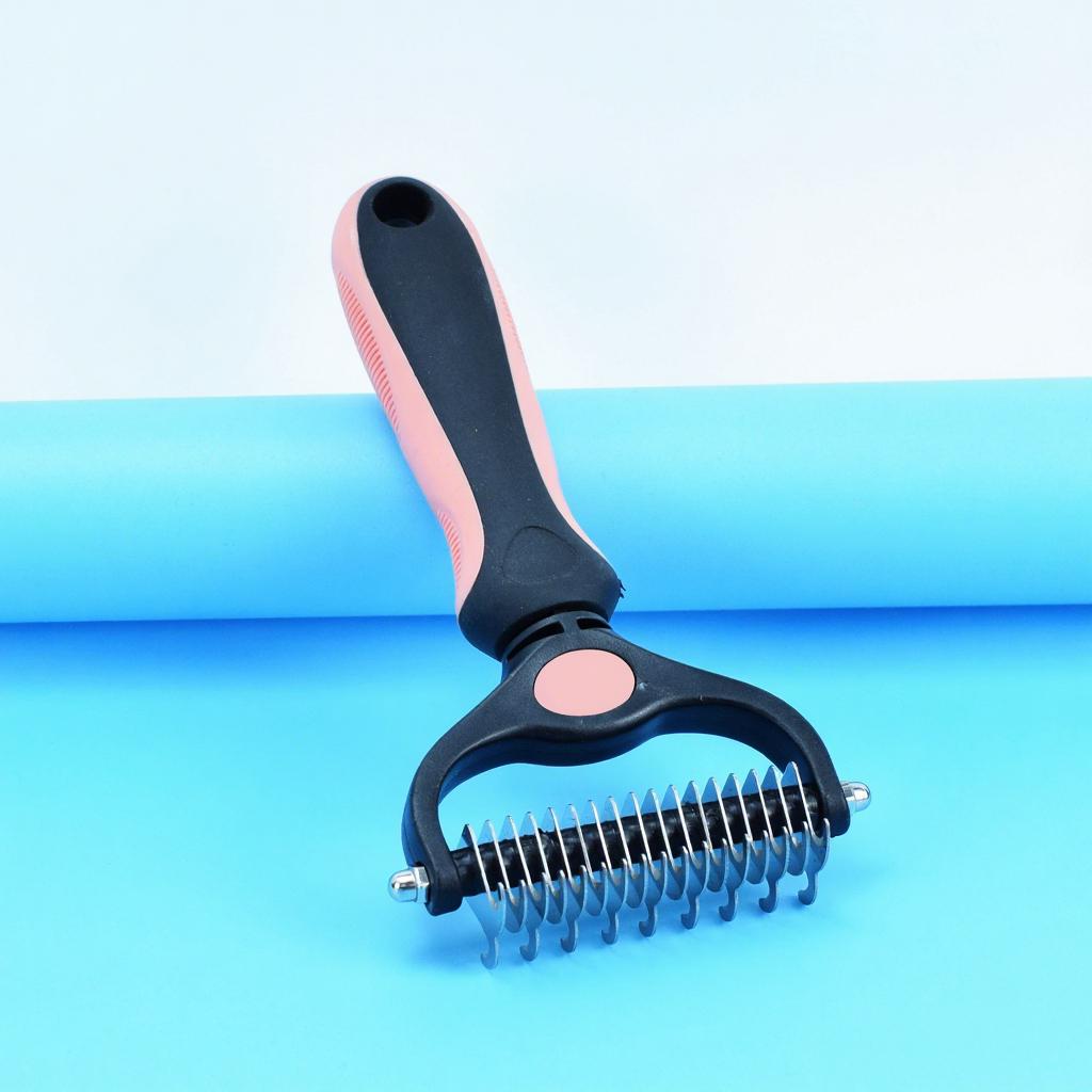 Dog Bath Brush Pet Cat Hair Removal Brush Double Sided Deshedding  Comb Pet Fur Knot Cutter Dog Grooming Shedding Tools