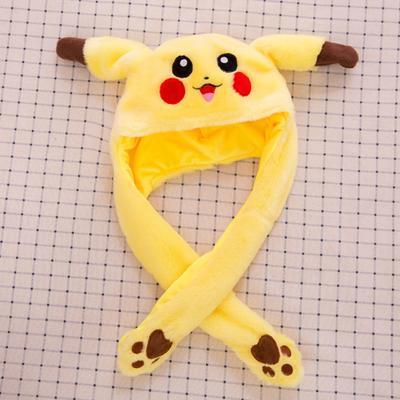 Fungogo Neuer 60 cm Hut, der sich nach oben bewegt, Tasche, Pikachu, modisch, niedliche Ohren, Luft, Plüschtier, Kappe, Geburtstagsgeschenk