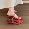 Fashion French Style Pointed Open Toes Hollow Wedge Sandals for Women's Summer 2025 New Thin Heeled Fashion Elegant Comfortable Slippers