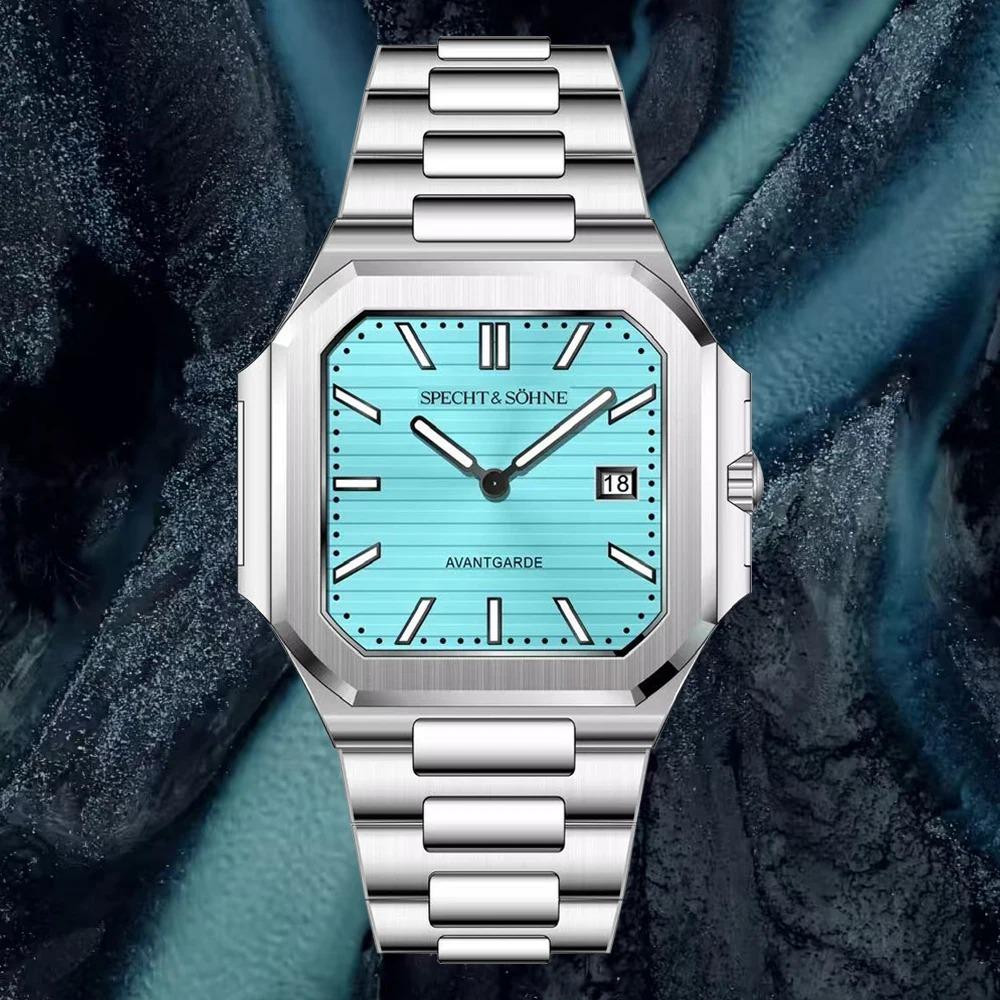 

2025 New Arrivals Specht & Söhne Cubic Watches For Men Ultrathin Steel Sapphire Crystal Quartz Watch Relogio Masculino 41MM синій
