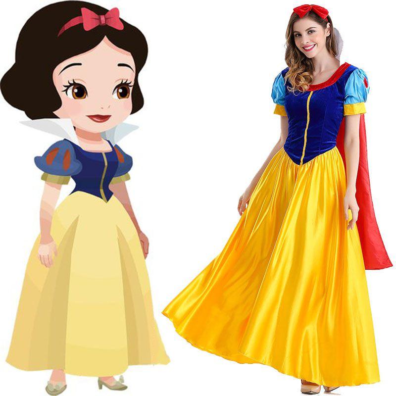 Enchanting Snow White Women Costume Princess Dress With Bustle And Headband For Halloween