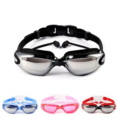 1PC Water Sports Waterproof Anti-fog Swimming Glasses Large Frame with Silicone Earplugs Swimming Goggles Eyewear