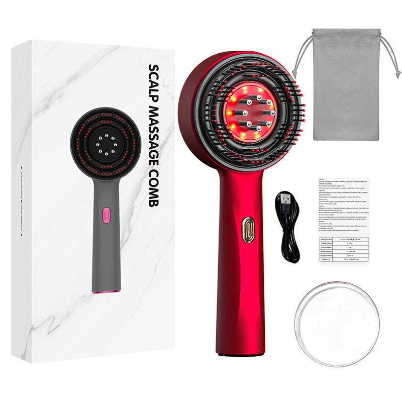 

Electric Vibration Massage Comb Red Light Therapy Hair Growth Massage Scalp Brush Anti Hair Loss Liquid Oil Applicator Hair Care красный