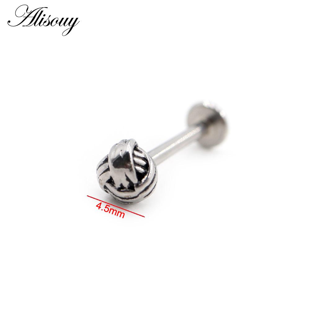 Alisouy 1 Stück Edelstahl Stern Mond Kreuz Schlange Totenkopf Tragus Helix Bar Labret Lippenring Knorpel Ohr Ohrring Piercing Schmuck