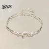 Elegant Rhinestone Bracelet Pink Zircon Sakura Bow Flower Chain Bridesmaid
