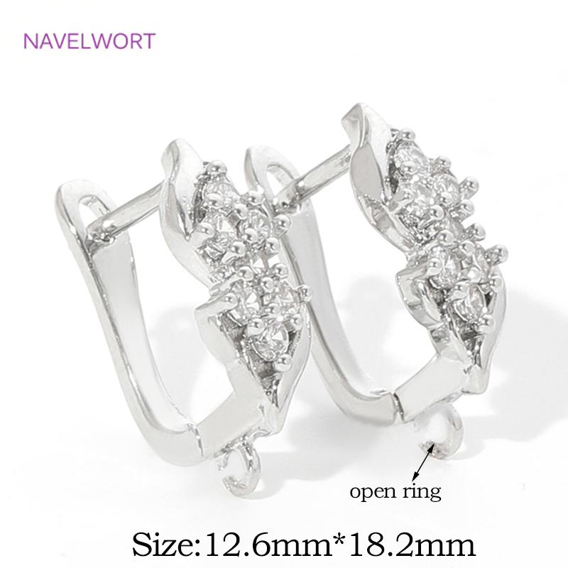 

18K Gold Plated Brass Shvenzy Earwires Inlaid Zircon Earring Fixtures,Fastener For Earrings,For DIY Earring Making Accessories 2 pieces