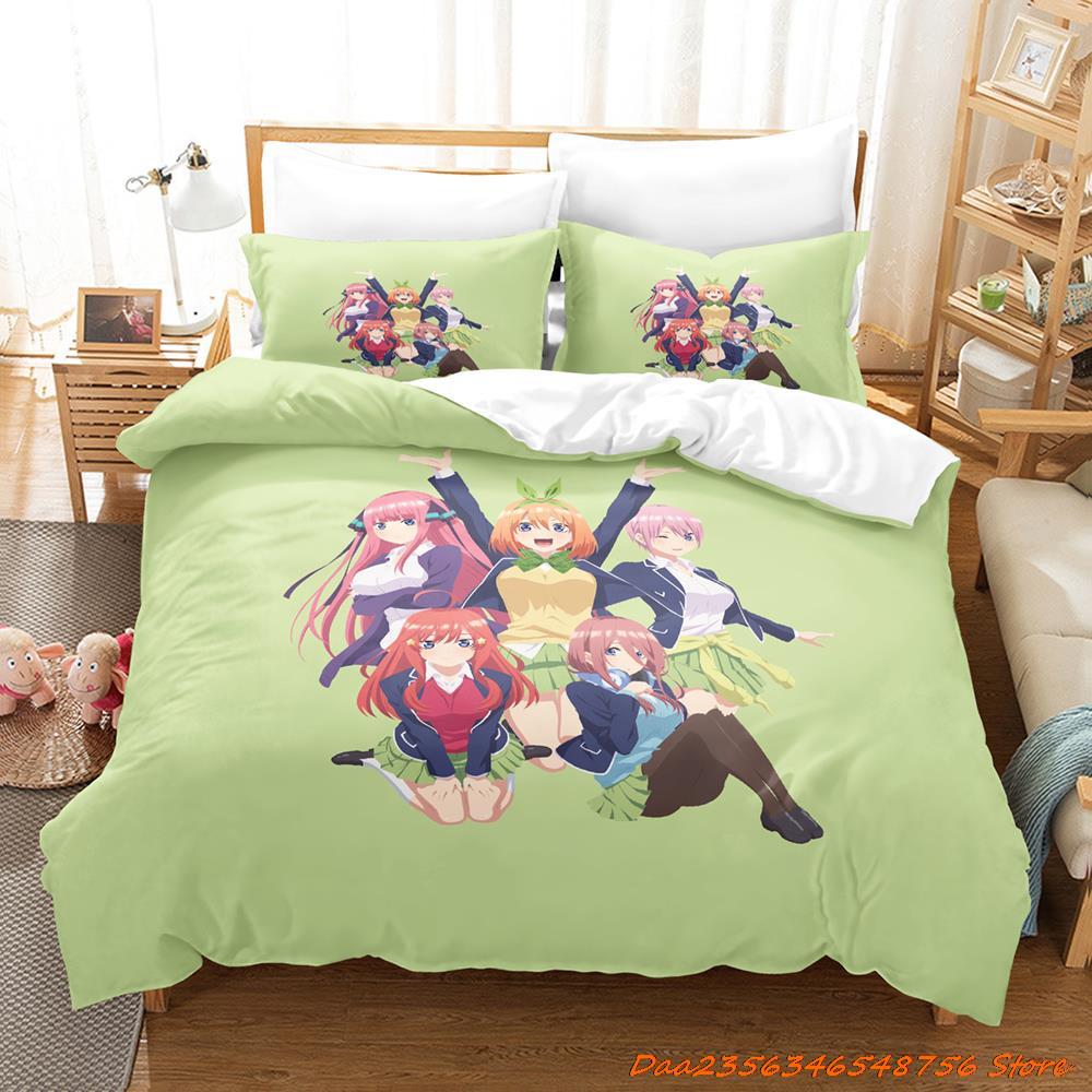 Personelity The Quintessential Quintuplets Bettwäsche-Set, Einzelbett, Doppelbett, Queensize-Bett, Kingsize-Bett, Bettset für Erwachsene und Kinder, Schlafzimmer, Duvetcove
