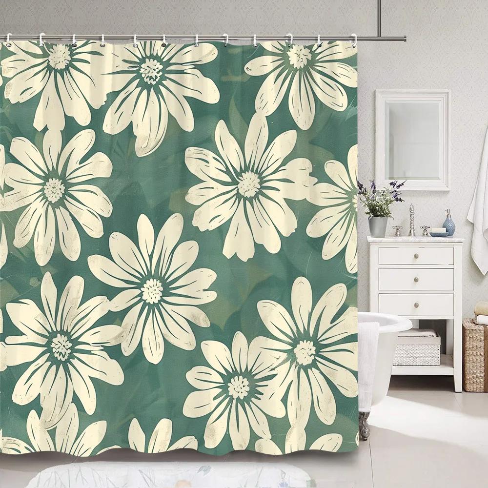 Zasłona prysznicowa w kształcie liścia Prosta, nowoczesna, kolorowa, z poliestru, zasłona prysznicowa z motywem liści, dekoracja łazienki z haczykami, akcesoria łazienkowe