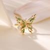 Green Oil-Dripping Butterfly Rings For Women Gold Color Vintage Geometric Butterfly Opening Ring Wedding Aesthetic Jewelry Gift