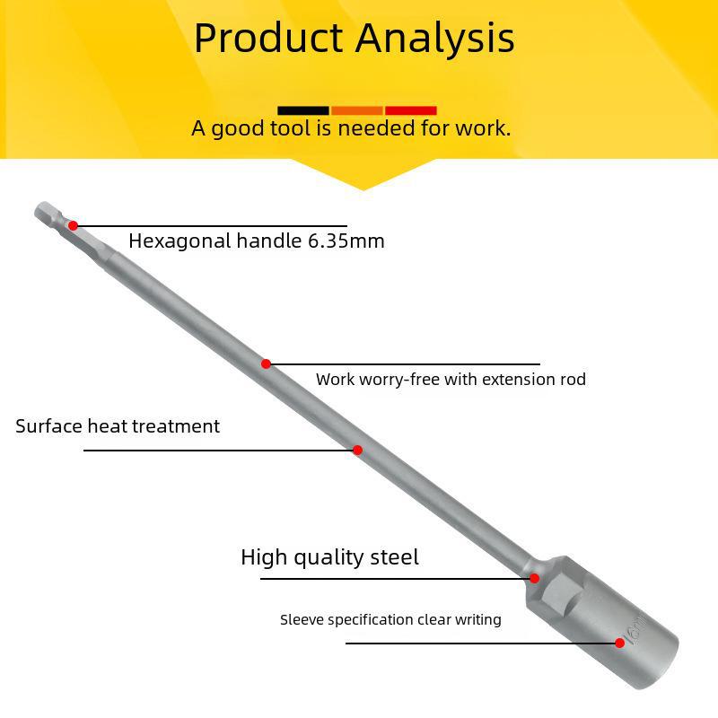 5.5-19mm Deep Hex Socket: Extended Air/Hand Drill Screwdriver Head