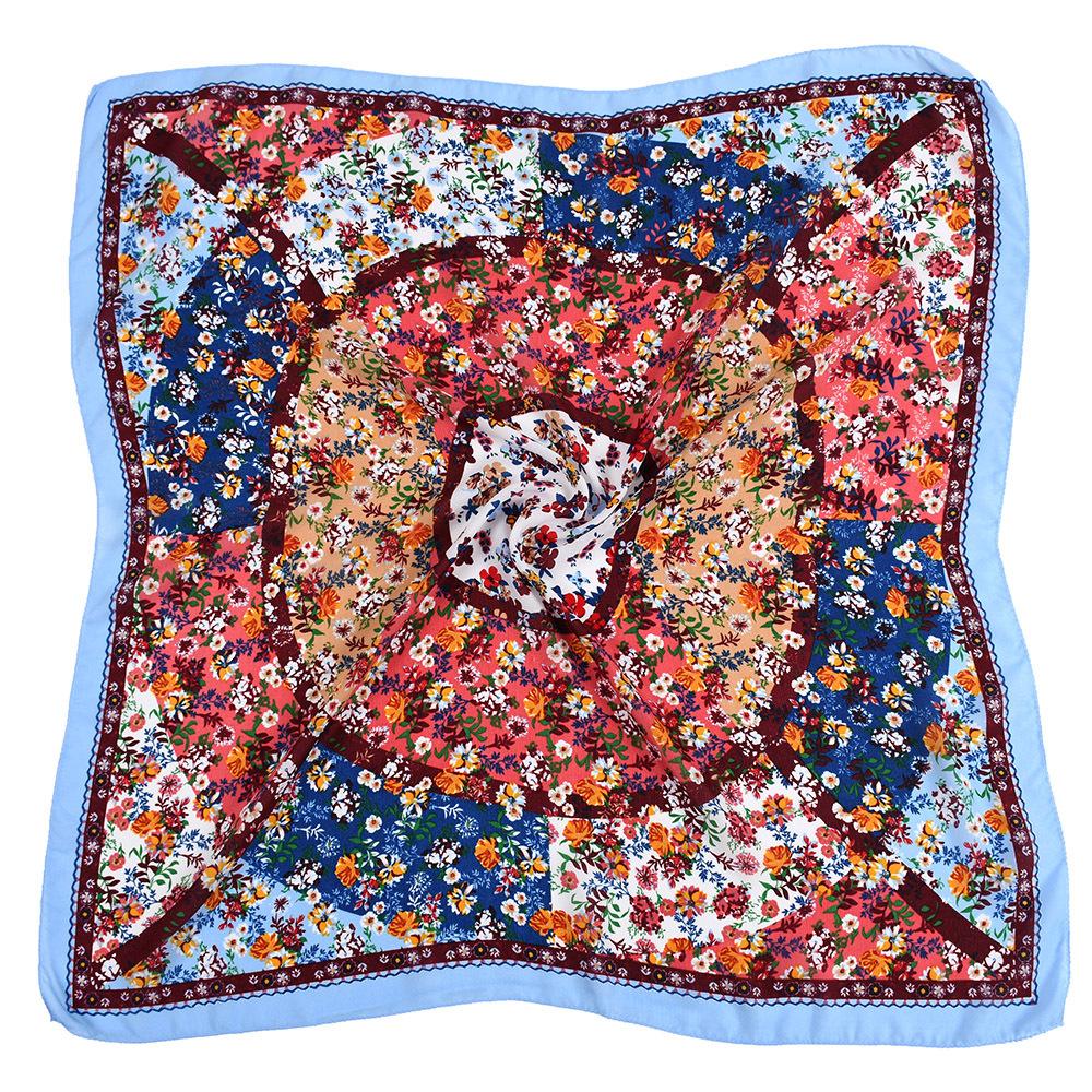 Ethnic Style Women Square Scarf Russian National Shawl Hijab Head Scarves Ladies Retro Floral Print Bandana Foulard Handkerchief