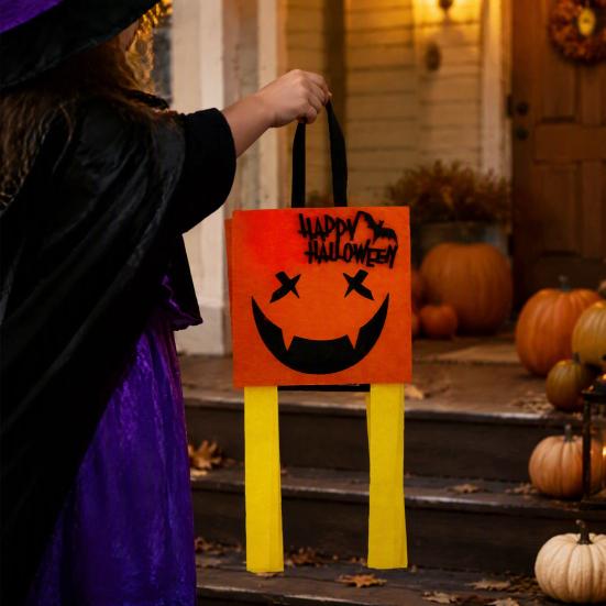 Decorative Festival Display Props Halloween Felt Trick or Treat Bags, Cartoon Owl Bat Devil Pumpkin Kids Theme Party Souvenir Pouches Handheld
