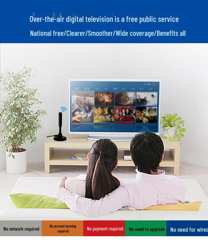 Indoor/Outdoor Universal HD Digital TV Antenna for DTMB Signal Reception