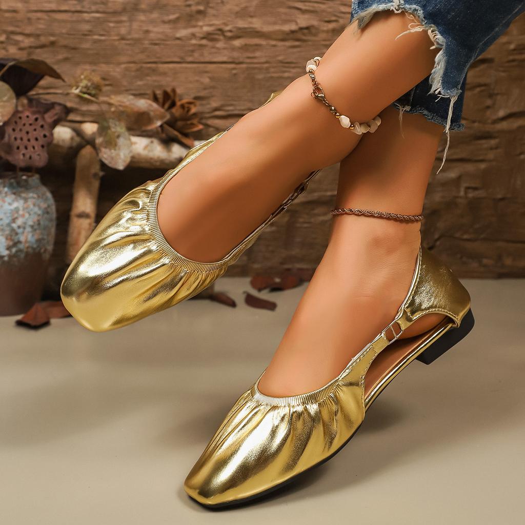 Fashion Women's Shallow Flat Shoes Spring and Summer Popular Ballet Gold Soft Bottom Casual and Comfortable Low-cut Shoes Zapatos Mujer