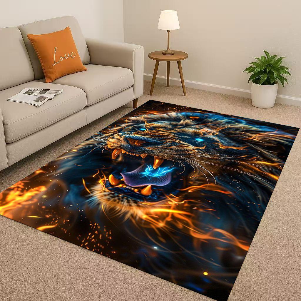 2026 New Tiger Lion Beast Art Cartoon Living Room Non Slip Area Rug Carpet for Bedroom Playroom Sofa,Home Decor Doormat Gift
