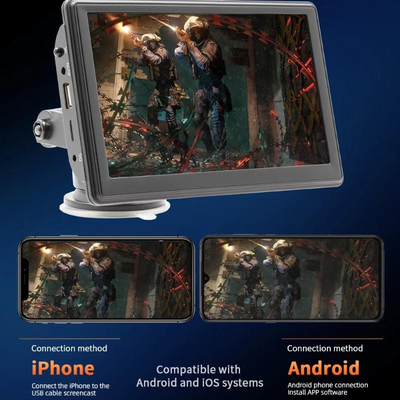 Universal 7 Inch Car Multimedia Screen BT Portable Digital FM Radio Wireless CarPlay Android Auto WIFI Car Navigation High-definition Reversing Camera