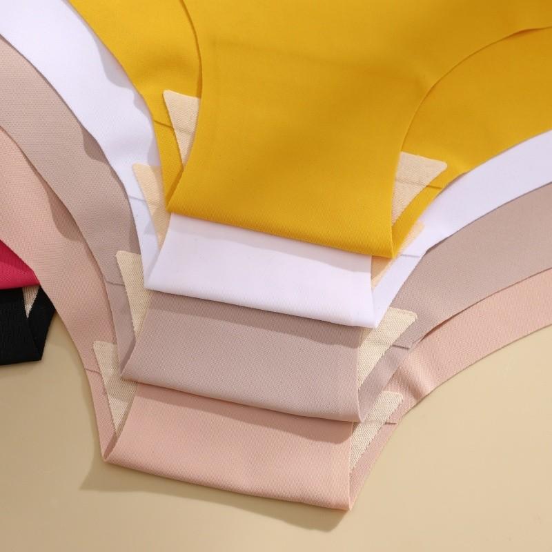 FINETOO Women Ice Silk Panties High-Waist Underwear Seamless and Traceless Briefs Solid Color Lingerie