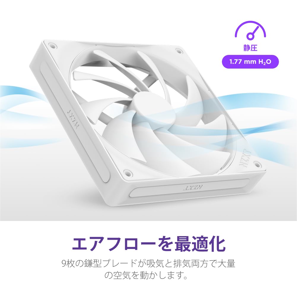 NZXT F140Q v2 White Quiet and Airflow Enhanced PC Case Fan 140mm FN2271 RF-Q14SF-W2