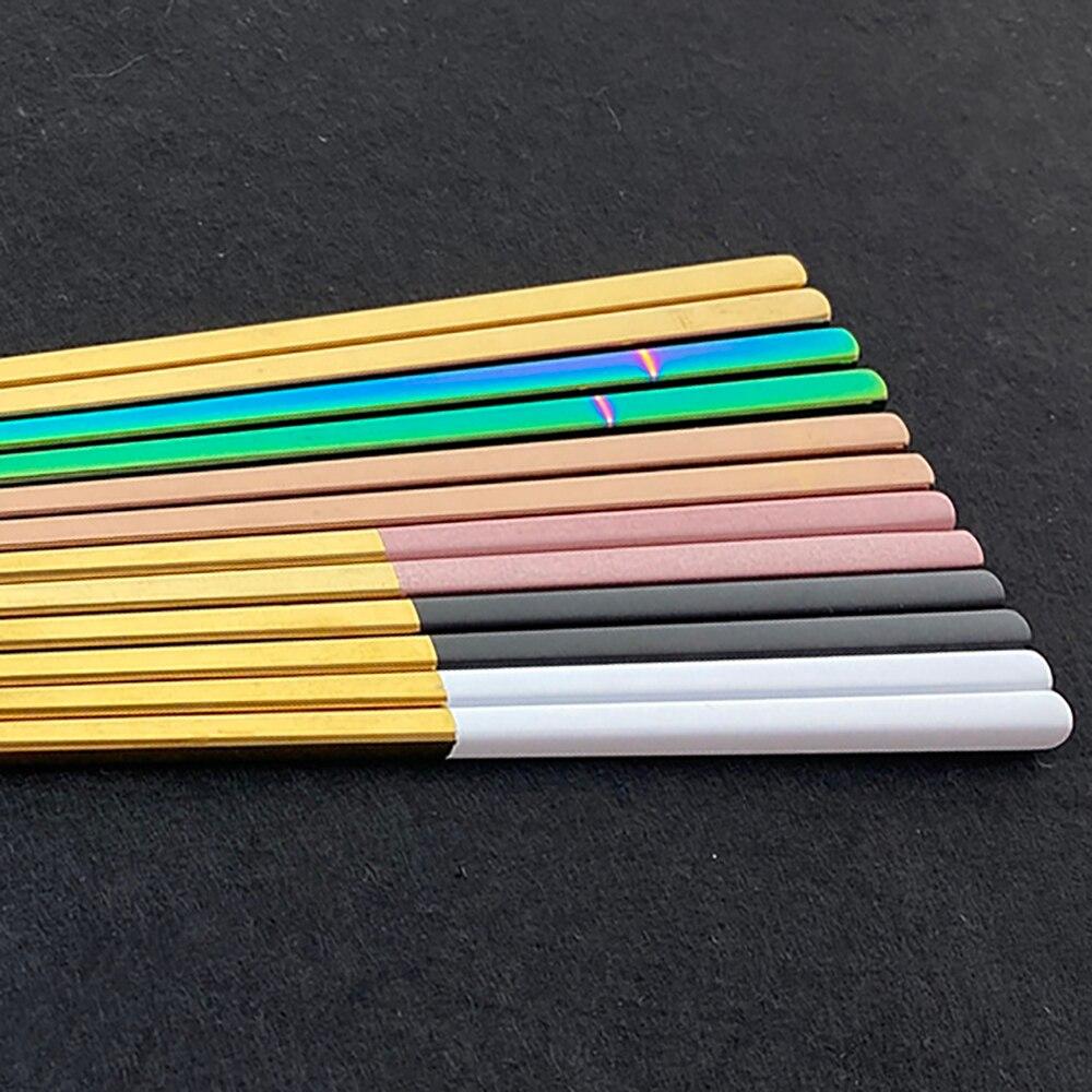 8 párů vícebarevných hůlek z nerezové oceli 304 Kovové nádobí Nádobí Zlaté vícebarevné potřeby pro svatební párty