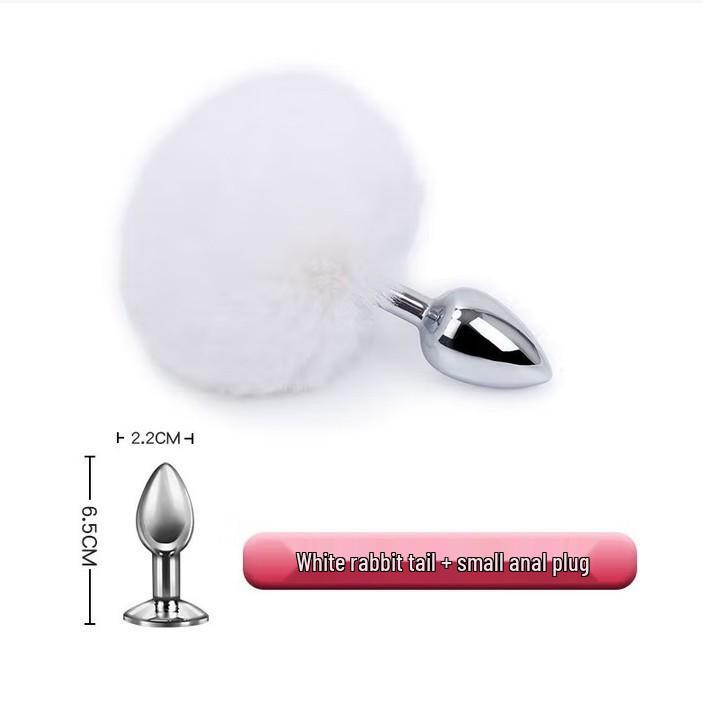 Tappo di Metallo Coda di Coniglio Gatto Bianco - Piccola Dimensione Strumento per Sviluppo Posteriore per Divertimento Sessuale