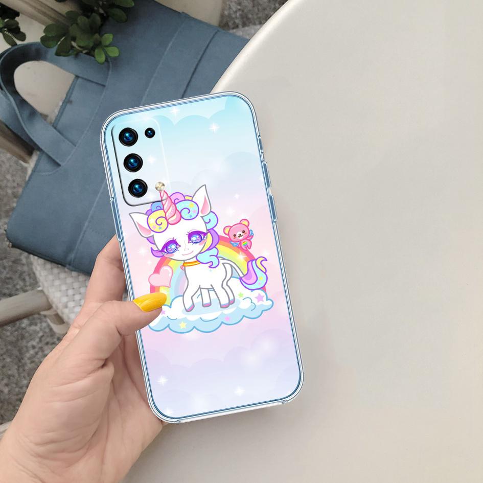 AQ25 Cartoon Unicorn Transparent Phone Case for Motorola Moto G40 G04 G05 One Ace Action  Fusion + Plus Hyper Macro Vision Zoom