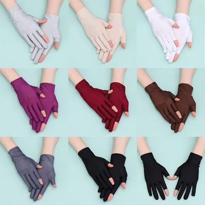 Stretch Sun Protection Summer Mittens Driving Gloves Thin Spandex Gloves Two Finger Touch Screen