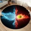 Ice Fire Sports Round Area Rug,Carpet Rug for Living Room Bedroom Sofa Playroom Decor,Non slip Floor Mat