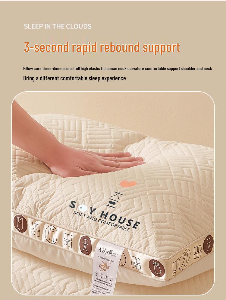 Antibacterial Soybean Fiber Neck Support Pillow for Adults - Ideal for Dormitory, Hotel, and Home Use