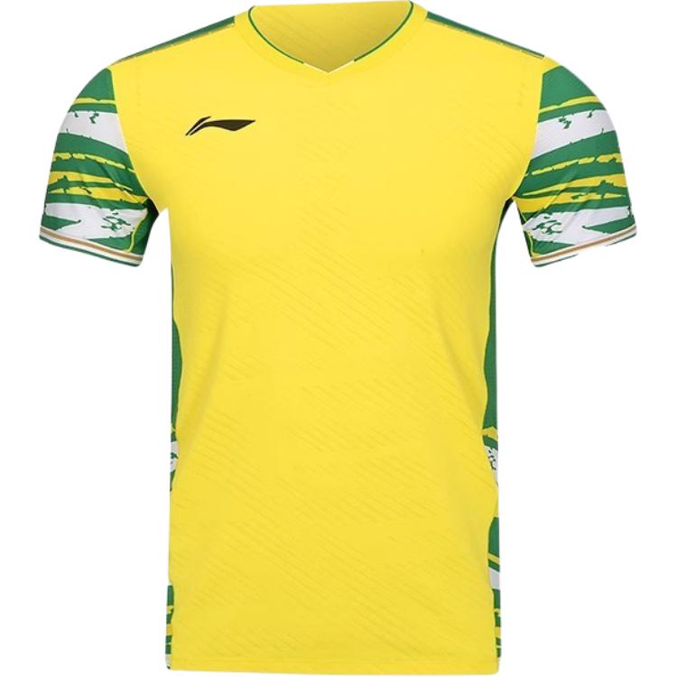Li-Ning Comfortable Simple Versatile V-Neck Pullover Sports Short Sleeve Badminton Shirt Unisex tops AAYV057-2 M