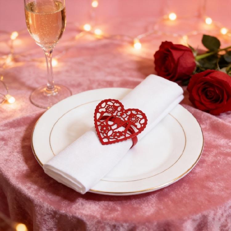 6PCS/Lot Sophisticated Hollow Metal Napkin Holders Crafted As Hearts With Elegant Design For Significant Gatherings