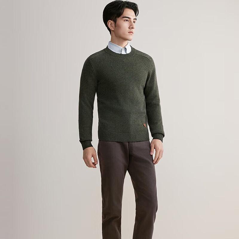 YOUNGOR Men s Saddle Shoulder Wool-Cashmere Crew Neck Sweater XL 110cm