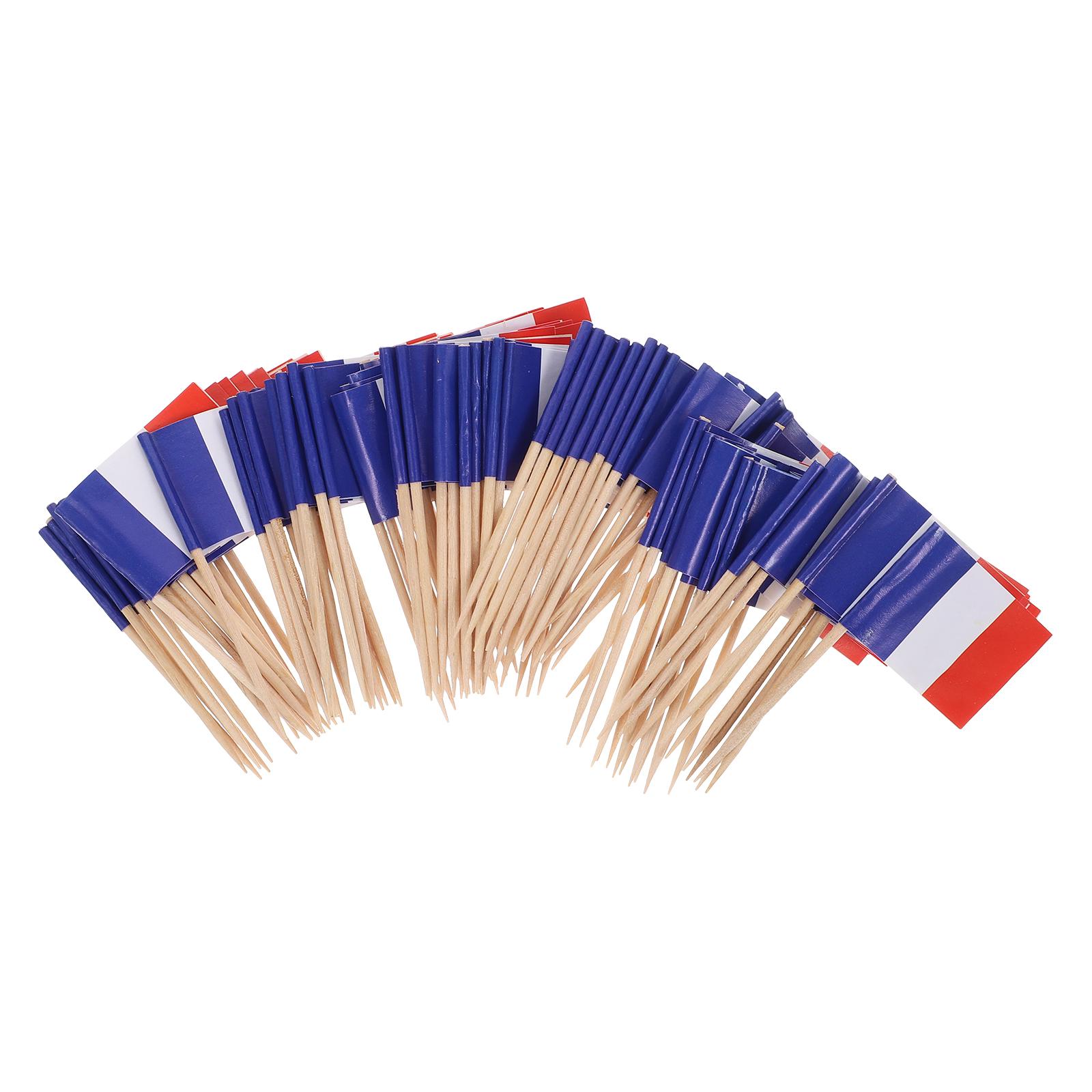 

100Pcs Flag Cake Decoration Toothpicks Chic Design Cupcake Toppers Party Food Picks Kids Toothpick Flags Cupcake Picks 6.5x3.5cm