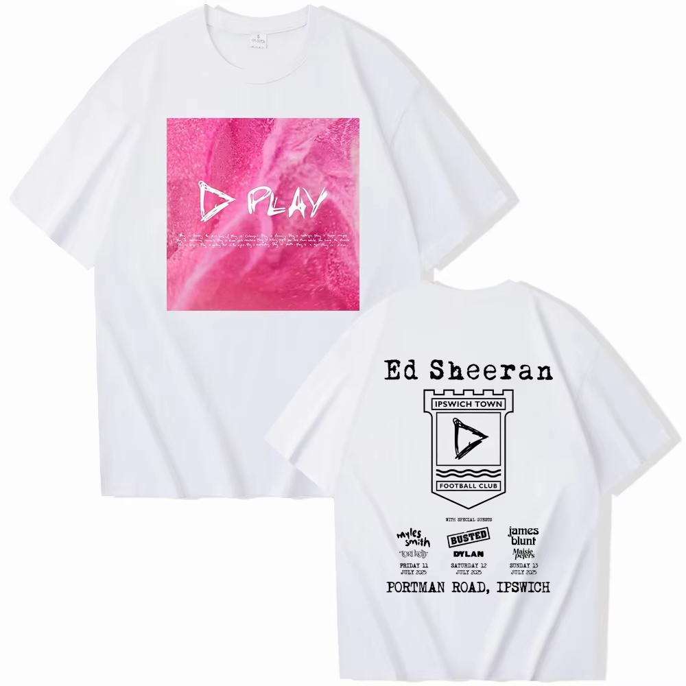 Ed Sheeran Play Tour Cotton Printed T-shirt Summer Men Women T Shirts Streetwear Hip Hop Ed Sheeran Merch Graphic Tee Tops