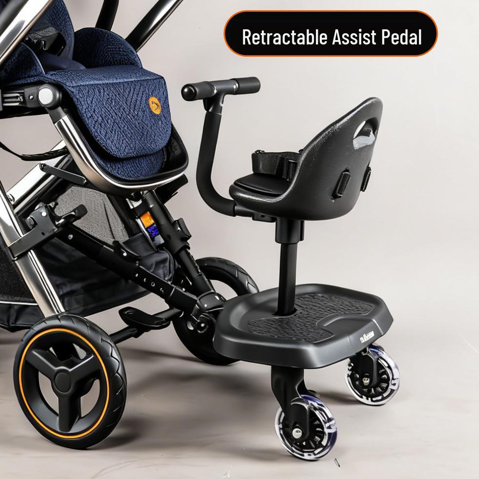 Convertible Two-Way Baby Stroller with Attachable Pedal and Shock-Absorbing Wheels