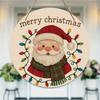 Vintage Santa Claus Print Round Wooden Hanging Plaque Natural Solid Wood Texture Wall Decor Door Sign Christmas Festive Home Gift Ornament