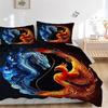 3pcs Blue Dragon and Red Phoenix Bedding Set - Includes 1 Quilt Cover and 2 Pillowcases, Comfortable Bedding with Stylish Design for Bedroom, Mac