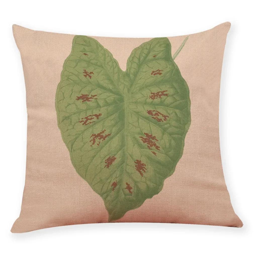Tropical Plants Pillowcase Big Leaf Pattern Linen Pillowcase Car Living Room Sofa Cushion Cover 45*45Cm