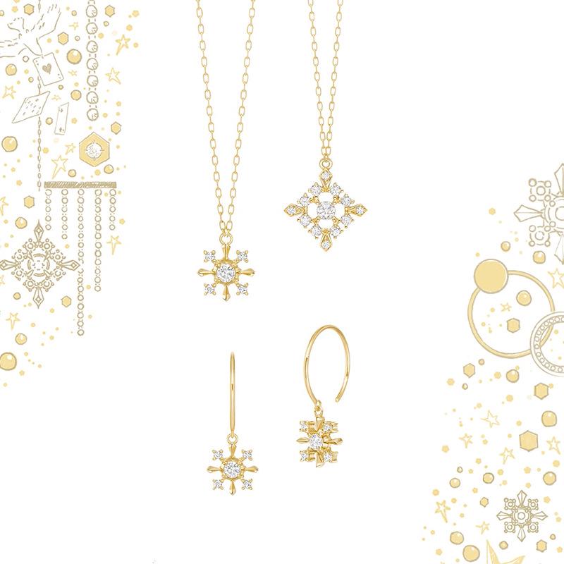 

10k Gold Moissanite Snowflake Necklace - Limited Edition Japanese Retro Luxury Style 10k Gold